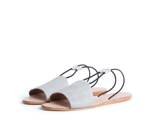 The Palatines Shoes Refero Sandal - Beige Leather W Black Elastic The Palatines Shoes Refero Sandal - Beige Leather W Black Elastic