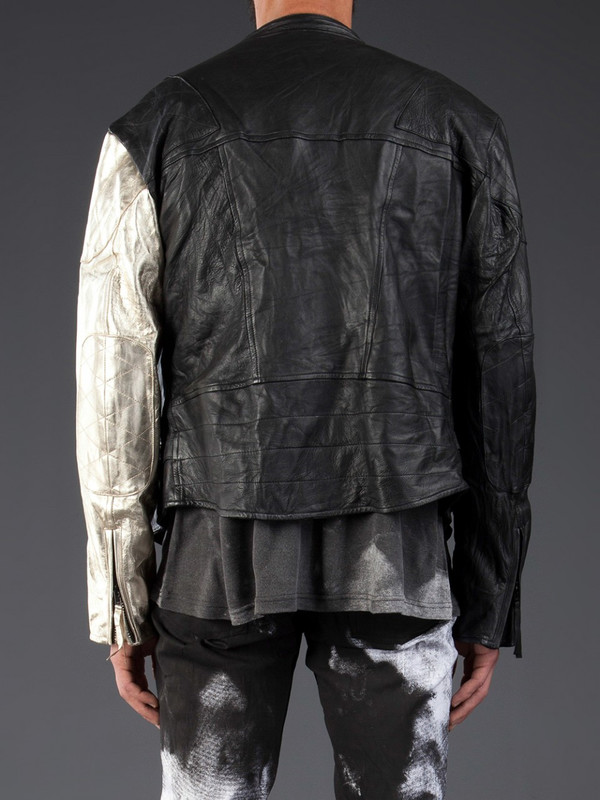 MEN'S HORACE LEATHER BIKER JACKET WITH 1 GOLD SLEEVE MEN'S HORACE LEATHER BIKER JACKET WITH 1 GOLD SLEEVE