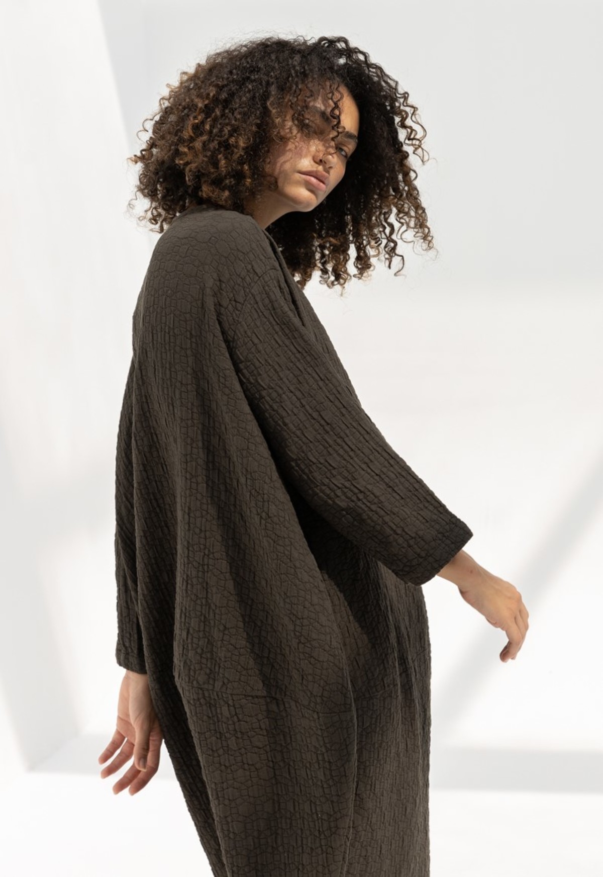 Black Crane Quilted Lantern Dress Dark Grey Garmentory