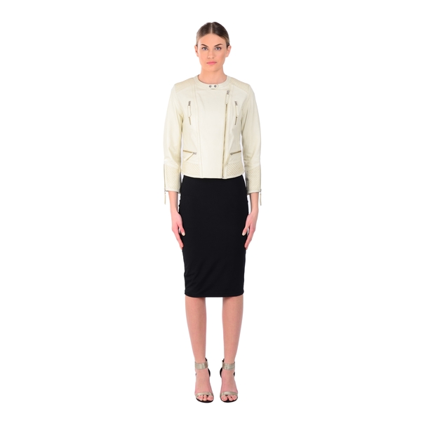 LAMARQUE Mae Basketweave Detail Leather Jacket LAMARQUE Mae Basketweave Detail Leather Jacket