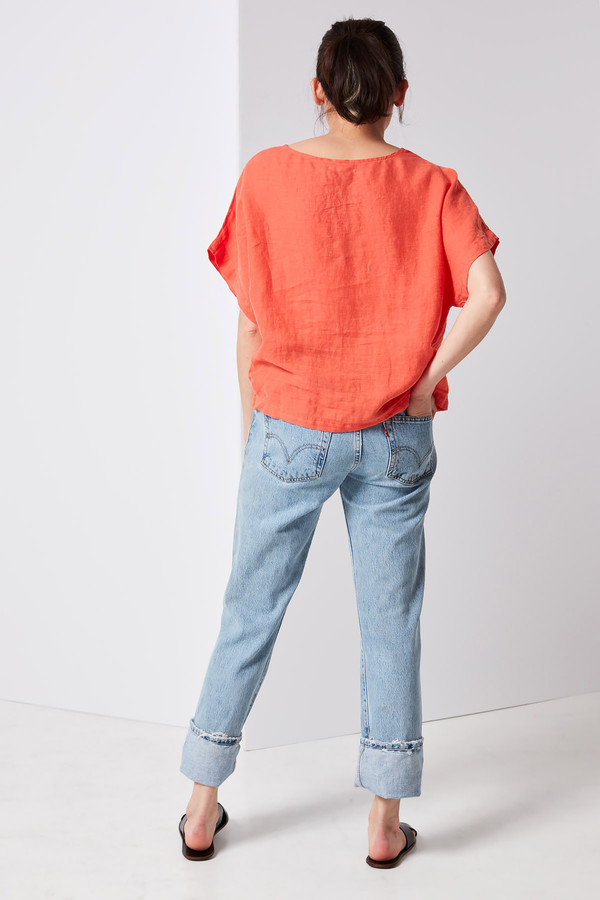 Black Crane Linen Box Tee - Paprika Black Crane Linen Box Tee - Paprika