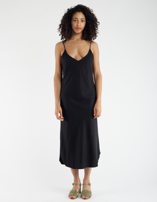 Ozma Slip Dress Black Silk Noil Ozma Slip Dress Black Silk Noil