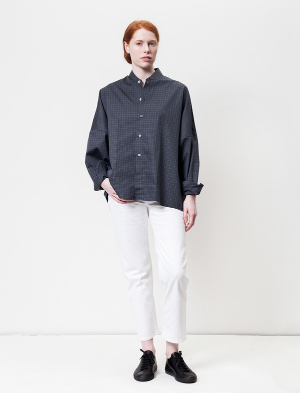 1205 Womens Shawl Collar Shirt Grid 1205 Womens Shawl Collar Shirt Grid