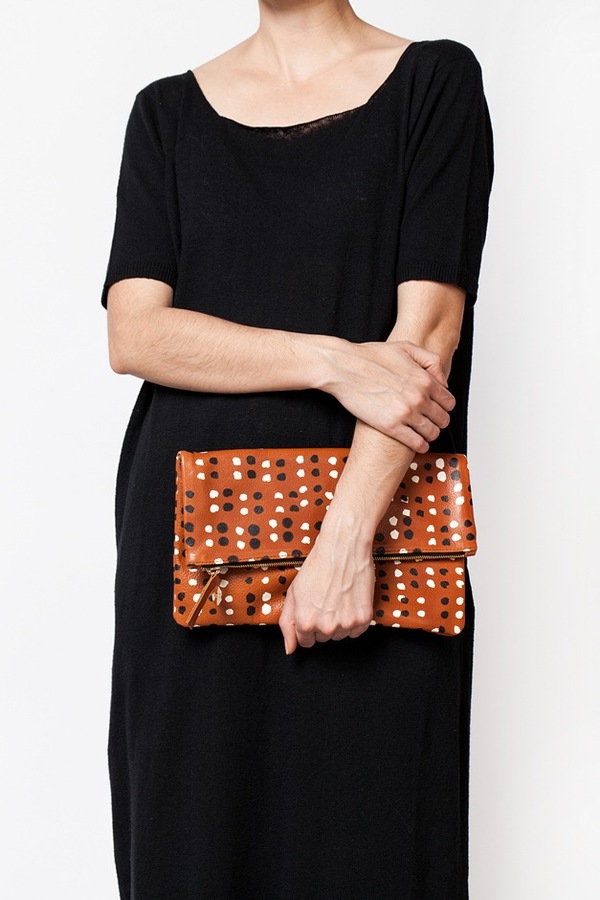 Clare V. Foldover Clutch | tan dots Clare V. Foldover Clutch | tan dots