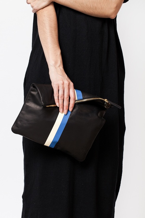 Clare V. Foldover Clutch | black stripe Clare V. Foldover Clutch | black stripe