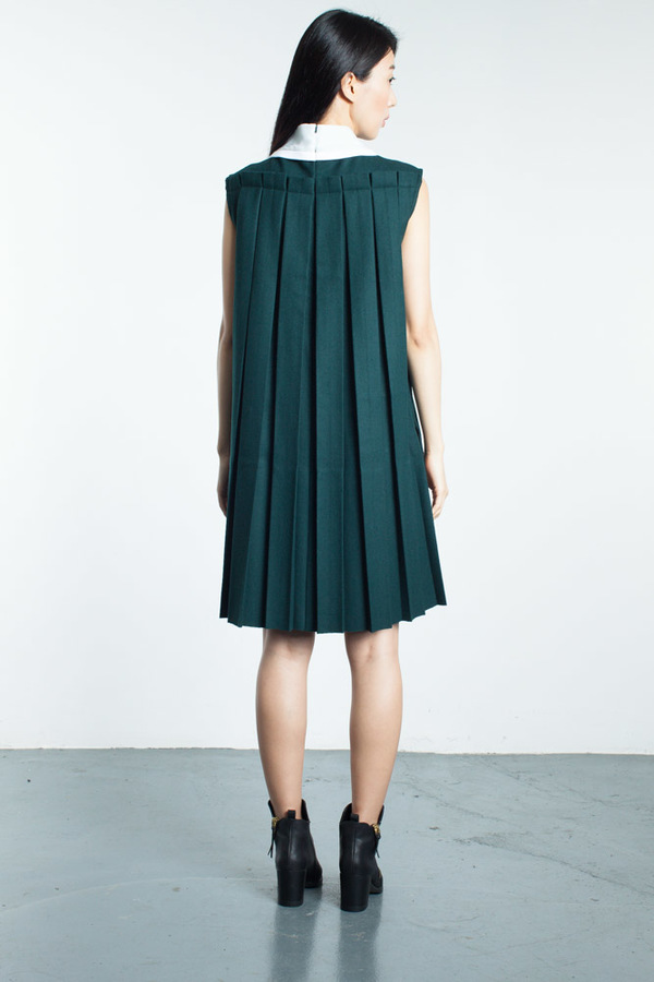 Steven Tai Pleated Back Side Slit Dress Steven Tai Pleated Back Side Slit Dress