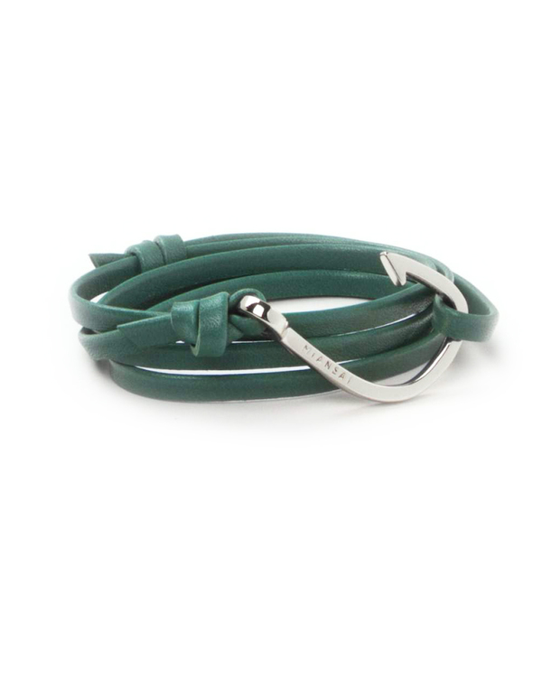 Miansai Silver Fish Hook And Teal Leather Wrap Bracelet Miansai Silver Fish Hook And Teal Leather Wrap Bracelet