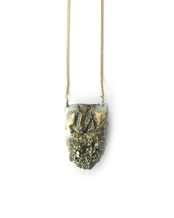 Adina Mills Petite Pyrite Pendant on 18" Brass Chain Adina Mills Petite Pyrite Pendant on 18" Brass Chain