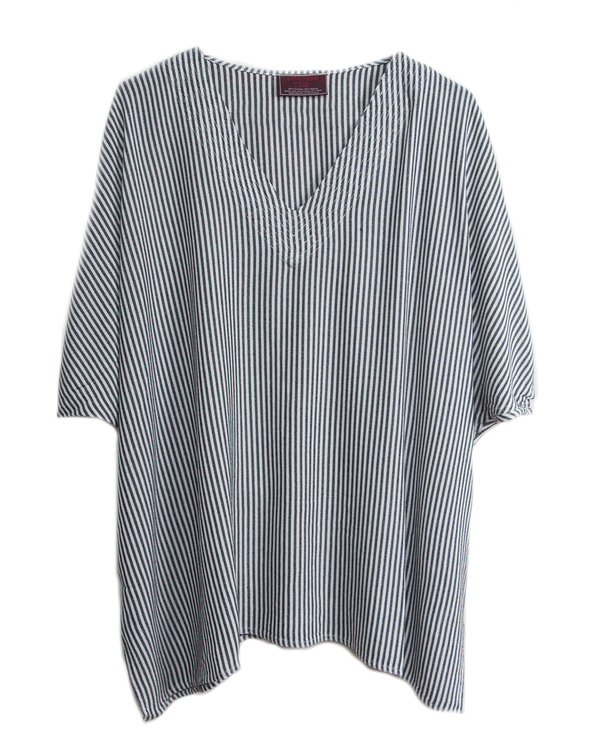 Tienda Ho 82 Top in White with Silver Stripes Tienda Ho 82 Top in White with Silver Stripes