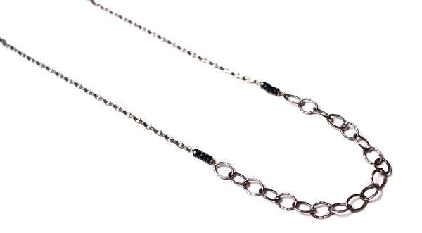 Sarah Dunn Black Sapphire and Oxidized Silver Chain Necklace Sarah Dunn Black Sapphire and Oxidized Silver Chain Necklace