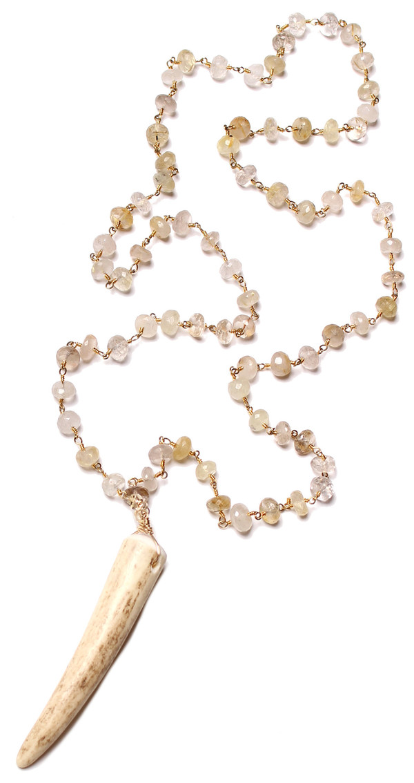 James and Jezebelle Rutilated Lemon Quartz and Antler Necklace James and Jezebelle Rutilated Lemon Quartz and Antler Necklace