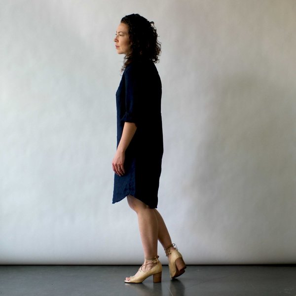 Nuthatch Shirt Dress in Indigo Washed Linen Nuthatch Shirt Dress in Indigo Washed Linen