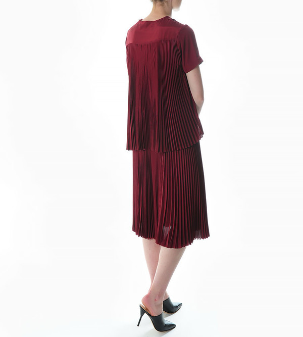 Sacai Luck Maroon Pleated-Back T-Shirt Sacai Luck Maroon Pleated-Back T-Shirt