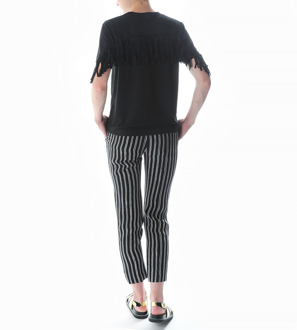 Sacai Luck Black Fringe Back T-shirt Sacai Luck Black Fringe Back T-shirt