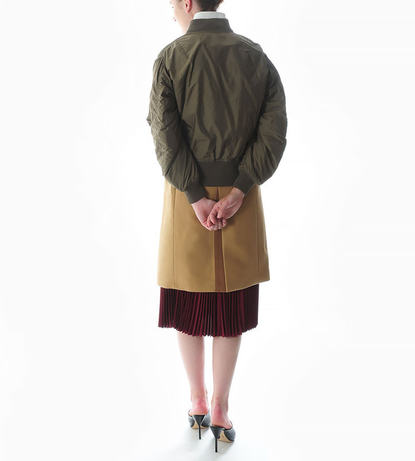 Sacai Luck Combination Puffer Jacket with Wool Coat in Camel Sacai Luck Combination Puffer Jacket with Wool Coat in Camel