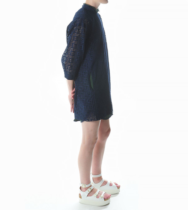 Sacai Luck Lasercut Combination Dress with Collar Sacai Luck Lasercut Combination Dress with Collar
