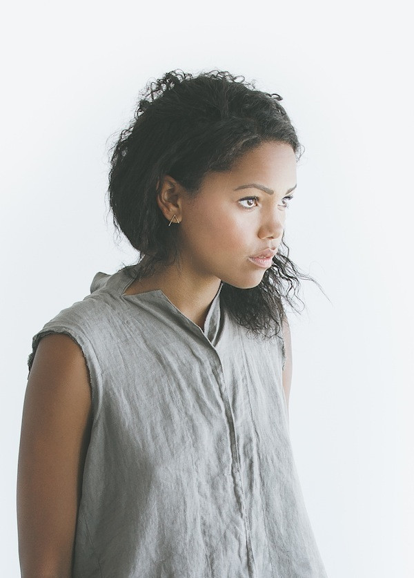 Black Crane - Stand Collar Top in Light Grey Black Crane - Stand Collar Top in Light Grey