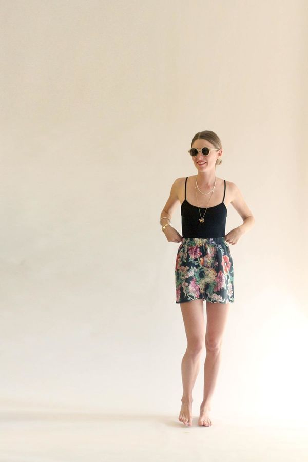 Strathcona Silk Short Black Watercolour Floral Strathcona Silk Short Black Watercolour Floral