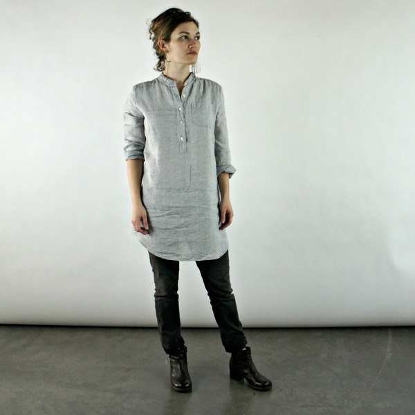 Nuthatch Placket Tunic in Gray or Black Linen Nuthatch Placket Tunic in Gray or Black Linen
