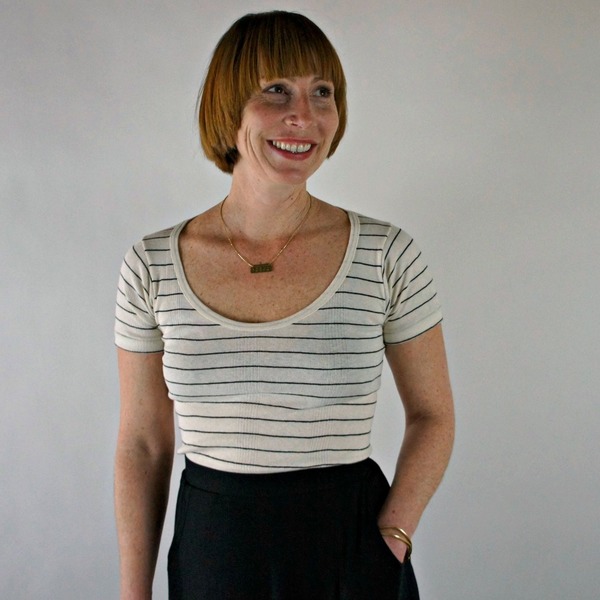 Curator Maisie Tee in Grey and White Stripe Curator Maisie Tee in Grey and White Stripe
