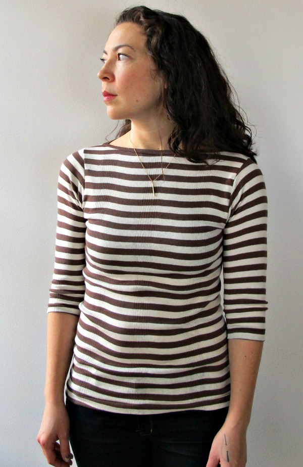 Juniper Boatneck in Brown and White Stripe by Curator Juniper Boatneck in Brown and White Stripe by Curator