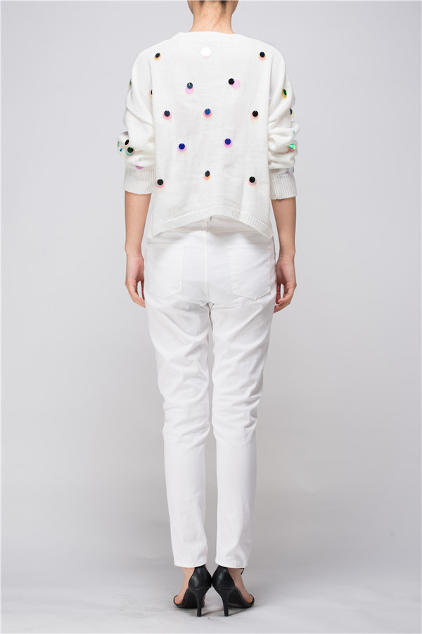 Few Moda Cropped Sequin Polka Dot Sweater Few Moda Cropped Sequin Polka Dot Sweater