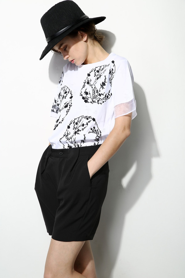Few Moda Elise Minimal Cashmere Sweater. Embroidered Top With Sheer Sleeves Few Moda Elise Minimal Cashmere Sweater. Embroidered Top With Sheer Sleeves