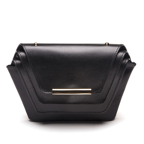 Ellia Wang Geometry Layer Clutch in Black Leather Ellia Wang Geometry Layer Clutch in Black Leather
