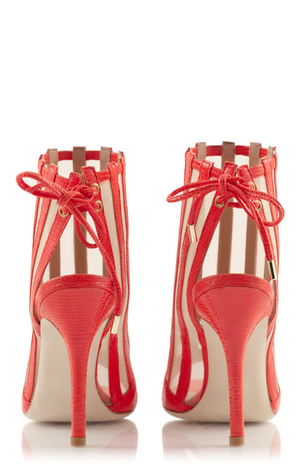 Konstantina Tzovolou Xena Red Leather and Mesh High Sandal Konstantina Tzovolou Xena Red Leather and Mesh High Sandal