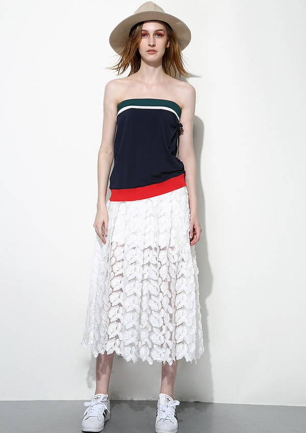Few Moda White Feather Lace Maxi Skirt Few Moda White Feather Lace Maxi Skirt