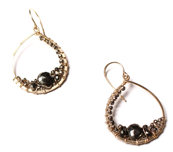 James and Jezebelle Pyrite Mirror Earring James and Jezebelle Pyrite Mirror Earring
