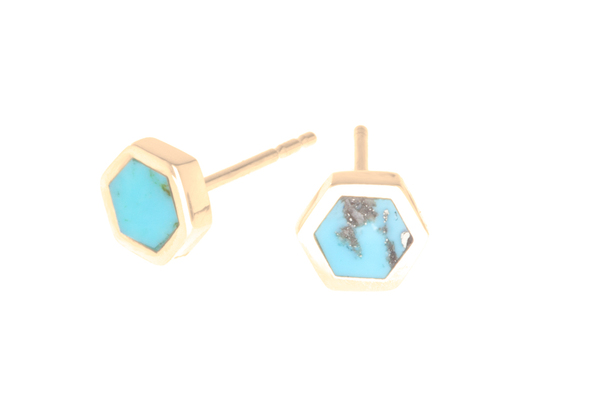Shahla Karimi Honeycomb Ear Studs with Turquoise Shahla Karimi Honeycomb Ear Studs with Turquoise