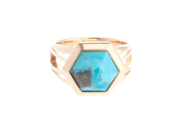 Shahla Karimi Hex Set Ring with Turquoise Shahla Karimi Hex Set Ring with Turquoise