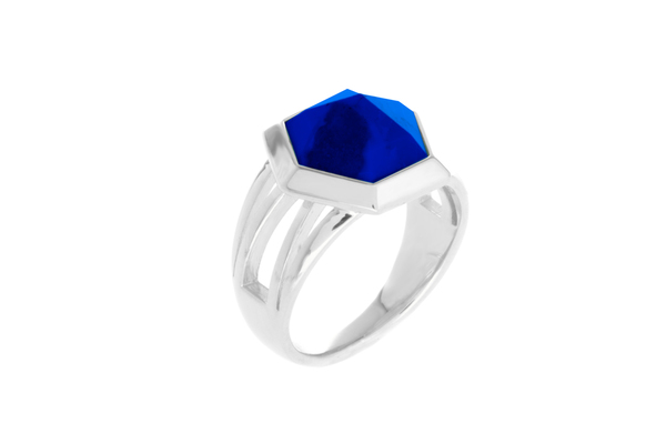 Shahla Karimi Hex Set Ring with Lapis Shahla Karimi Hex Set Ring with Lapis
