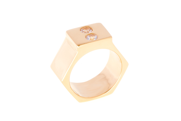 Shahla Karimi Single Honey Stacker with White Topaz - Wide Shahla Karimi Single Honey Stacker with White Topaz - Wide