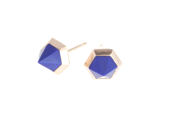 Shahla Karimi Hex Set Earrings with Lapis Shahla Karimi Hex Set Earrings with Lapis