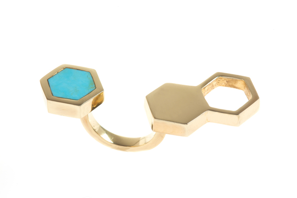 Shahla Karimi In-Between Honey Ring with Turquoise Shahla Karimi In-Between Honey Ring with Turquoise