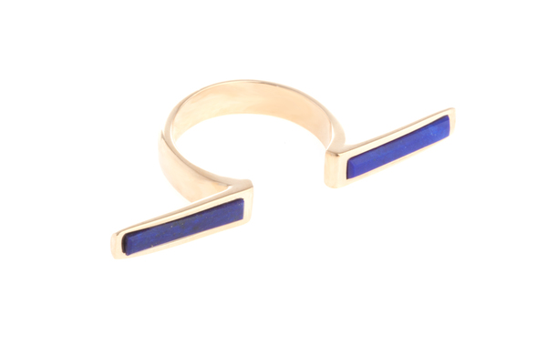 Shahla Karimi In-Between Bars Ring with Lapis Shahla Karimi In-Between Bars Ring with Lapis