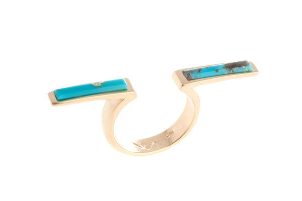 Shahla Karimi In-Between Bars Ring with Turquoise Shahla Karimi In-Between Bars Ring with Turquoise