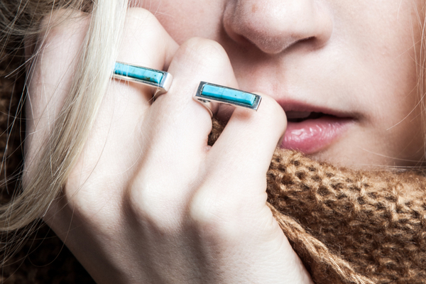 Shahla Karimi In-Between Bars Ring with Turquoise Shahla Karimi In-Between Bars Ring with Turquoise