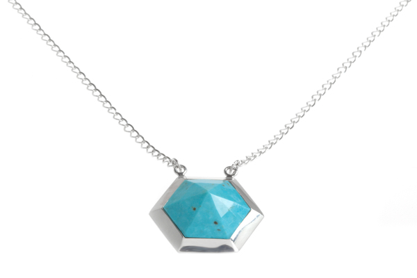 Shahla Karimi Hex Set Pendant Chain Necklace with Turquoise Shahla Karimi Hex Set Pendant Chain Necklace with Turquoise