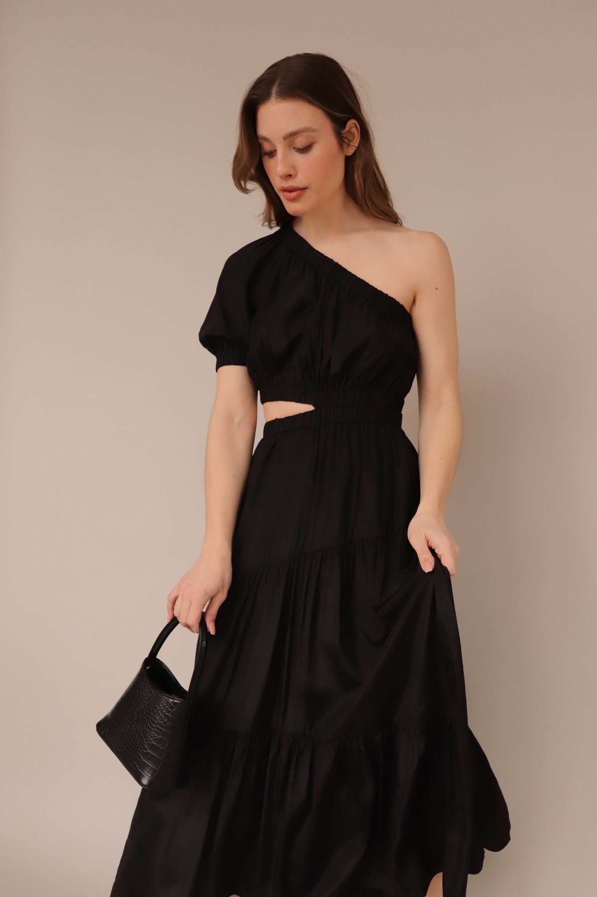 Moon River One Shoulder Cut Out Midi 