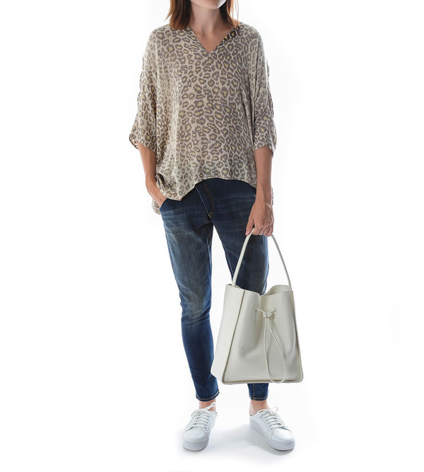 Raquel Allegra Leopard Print Boxy Tee Raquel Allegra Leopard Print Boxy Tee