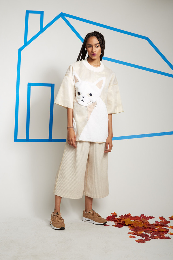 Steven Tai Organza Top With Cat Patchwork Steven Tai Organza Top With Cat Patchwork