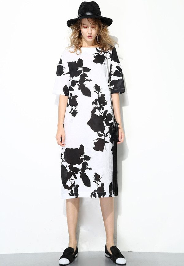 Few Moda Floral Linen Midi Dress Few Moda Floral Linen Midi Dress