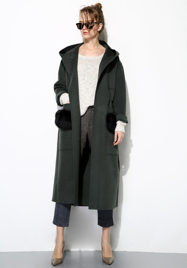 Few Moda Fur Pocket Australian Wool Coat Few Moda Fur Pocket Australian Wool Coat