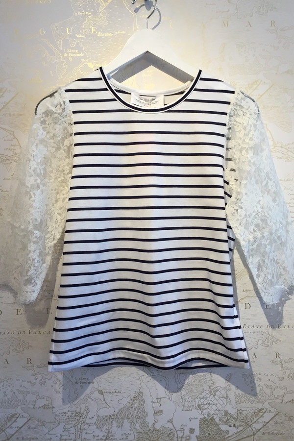 Leur Logette Lace Striped Baseball Tee Leur Logette Lace Striped Baseball Tee