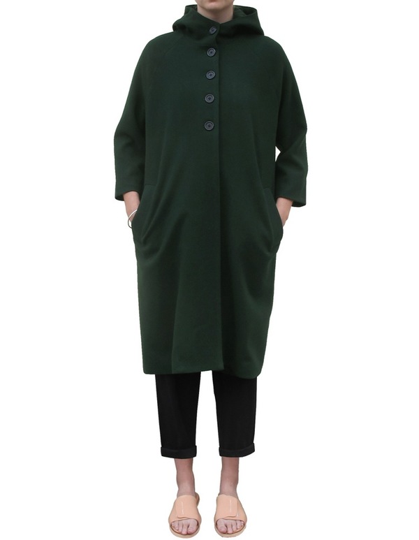 Ali Golden BLACK HOODED WOOL COAT Ali Golden BLACK HOODED WOOL COAT