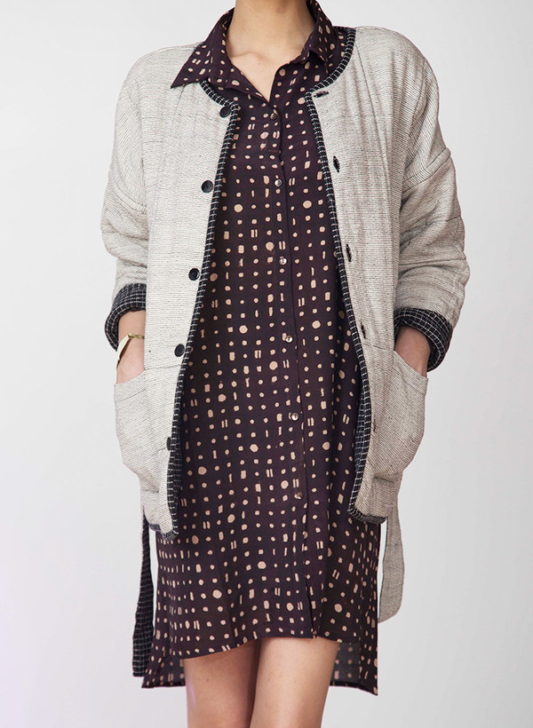 Seek Collective Stevie shirt dress | black/cream portals print Seek Collective Stevie shirt dress | black/cream portals print
