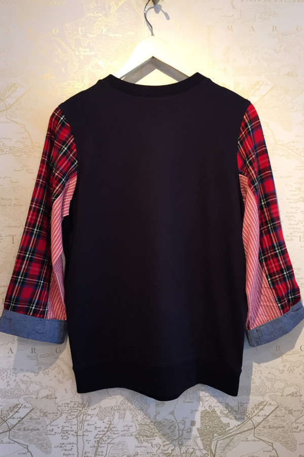 Clu Fleece sweatshirt with plaid sleeve Clu Fleece sweatshirt with plaid sleeve